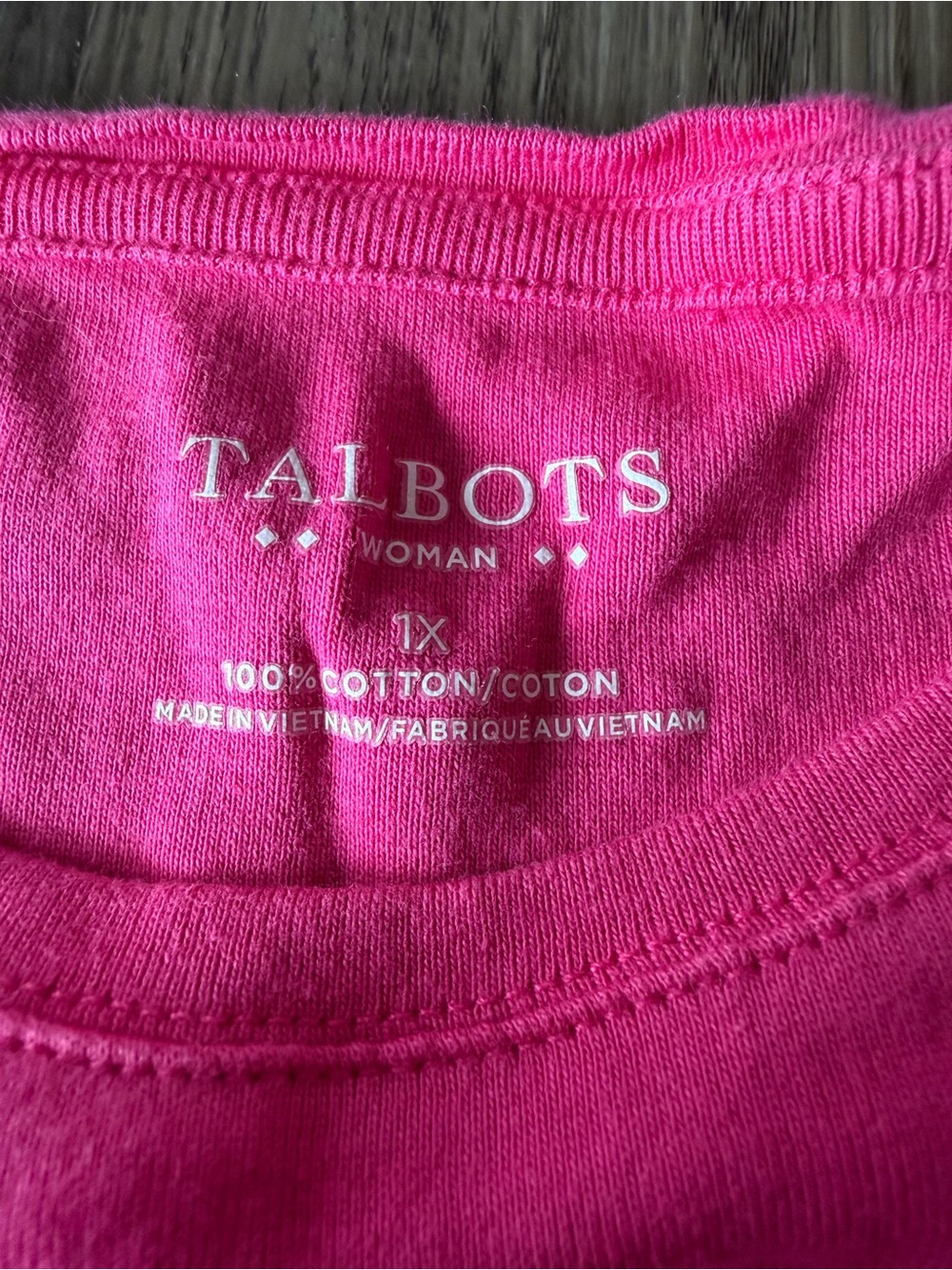 Talbots Bright Pink Short Sleeve Tee - Picture 3 of 6